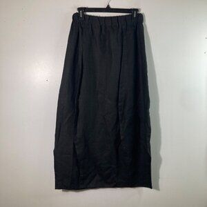 Womens Hannah M Hemp Lagenlook Midi Skirt Black S Hemp NWT
